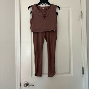 Free People Movement Women’s Brown Chic Sleeveless Tank & Leggings Co-Ord Set